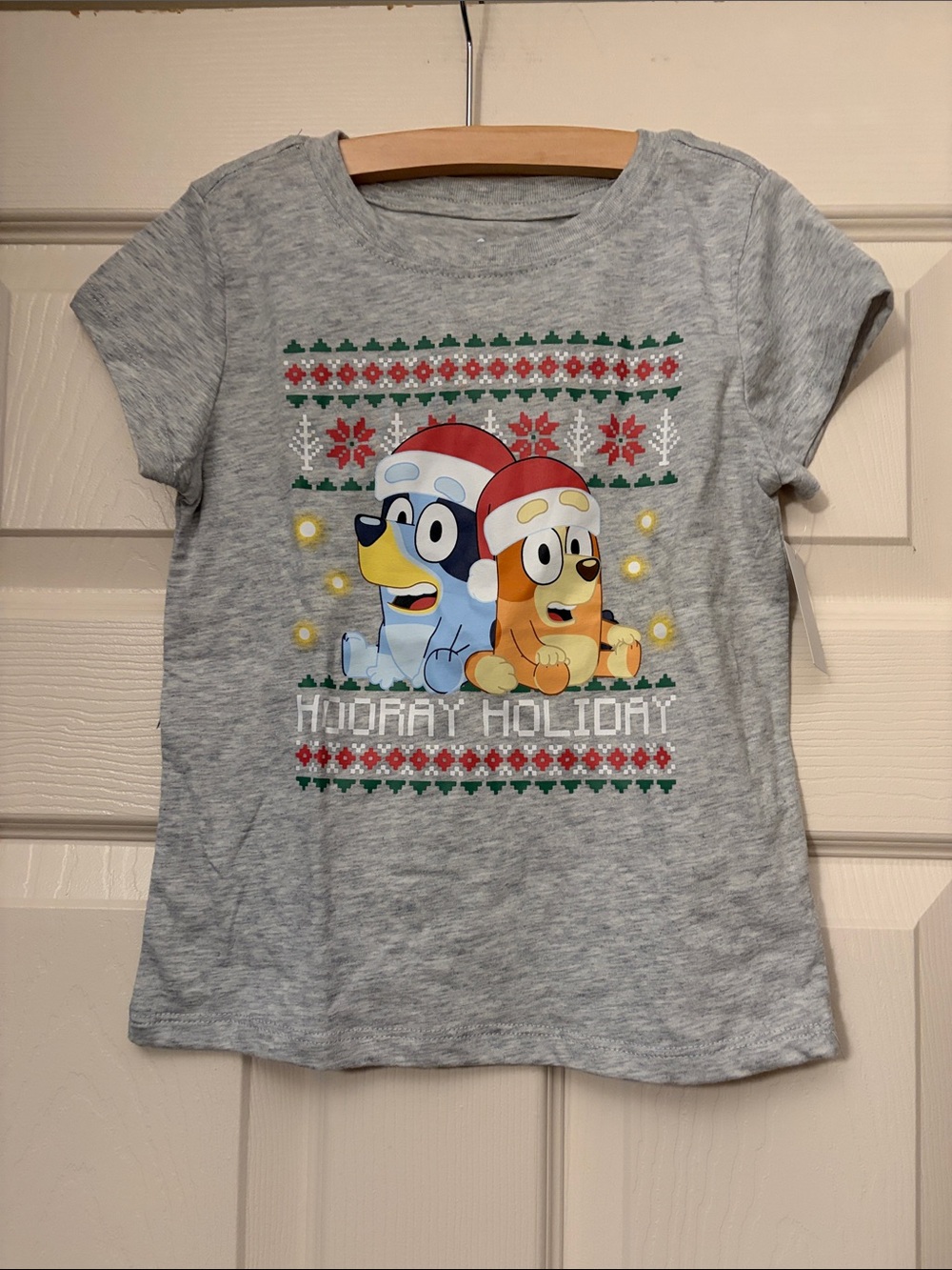 Gray 'Hooray Holiday' Kids Short-Sleeve Tee with Festive Characters